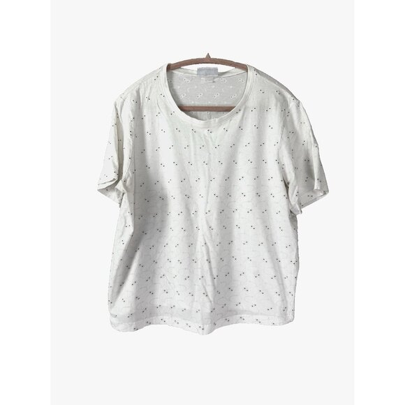 VTG Blair White Embroidered Daisy M Tee Shirt Cottagecore Preppy Coastal Grandma - Picture 1 of 9